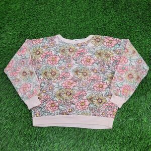 Vintage 80s Floral AOP Sweater Womens Small 18x18 Boxy